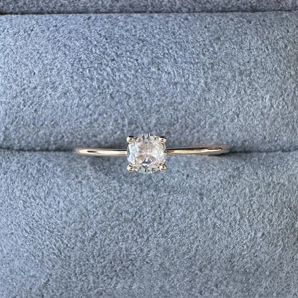 Petite Certified 0.30ctw Moissanite Diamond Ring ,18k White Gold - Picture 4 of 7